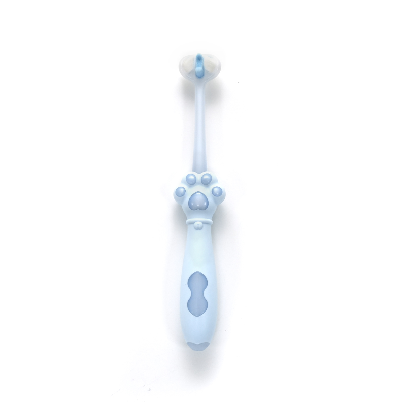 Cepillo de dientes infantil de limpieza profunda con mango PP/TPE estilo garra de gato, cabezal 3D, cerdas ultrafinas suaves PBT