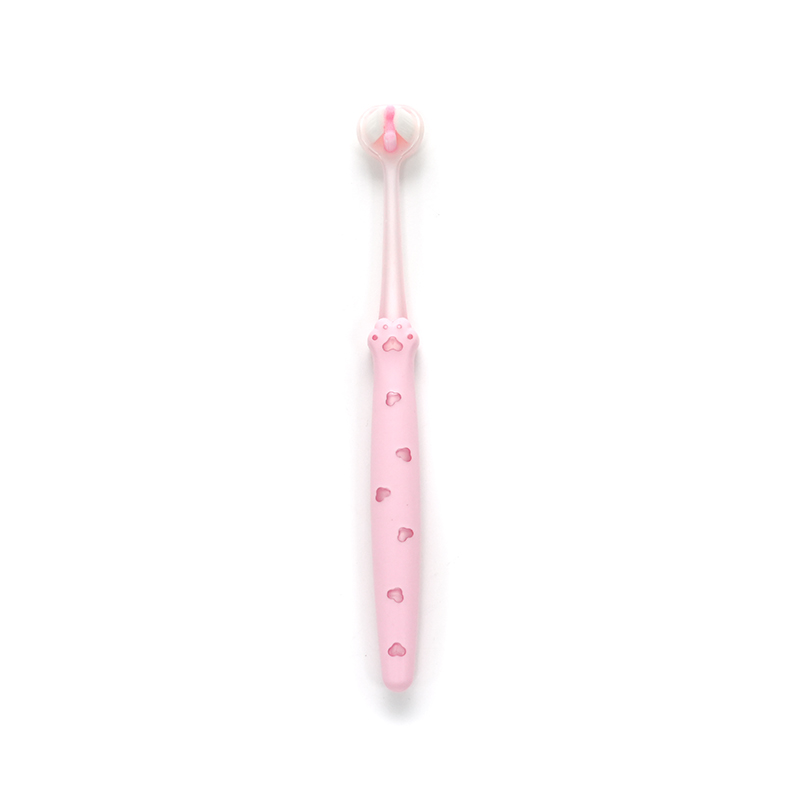 Cepillo de dientes infantil de limpieza profunda con mango PP/TPE estilo garra de gato, cabezal 3D, cerdas ultrafinas suaves PBT